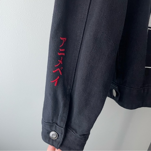 Animebae Collection Sad Girls Art Denim Jean Jacket Black Size Large Unisex - Picture 6 of 9